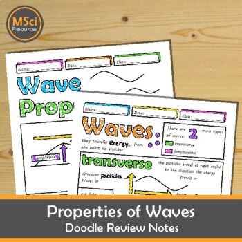 Preview of Properties of Waves Doodle Sheet Visual Notes Worksheets Physical Science