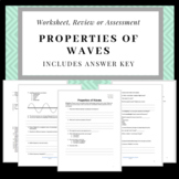Properties of Waves: Worksheet, Review sheet or Assessment