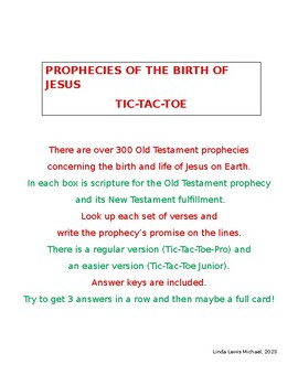 Preview of Prophecies of the Birth of Jesus Tic-Tac-Toe