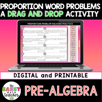 Preview of Proportion and Percent Word Problems Digital Activity