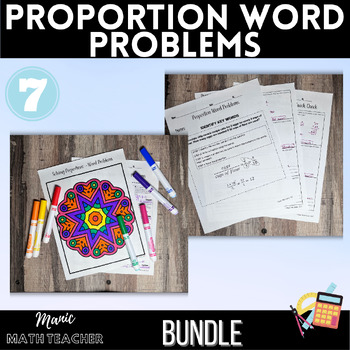 Preview of Proportion Word Problems Bundle - Lesson & Color By Number