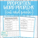 Proportion Word Problems Cut and Paste Activity Worksheet
