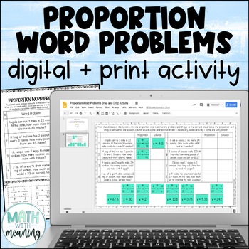Preview of Proportion Word Problems Digital and Print Activity for Google Drive or OneDrive