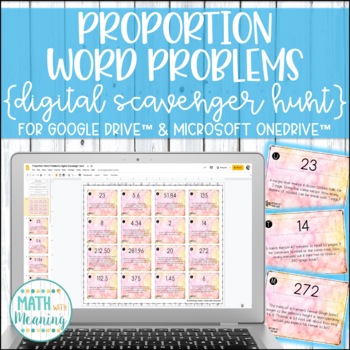 Preview of Proportion Word Problems DIGITAL Scavenger Hunt For Google Drive and OneDrive
