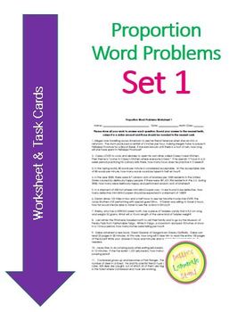 Proportion Word Problems Set 1 - worksheet and task cards ...