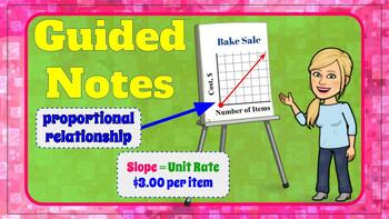 Preview of Proportional Linear Relationships & Slope as Unit Rate Guided Notes