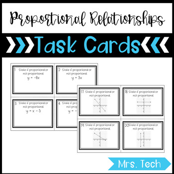 Preview of Proportional & Non Proportional Relationships Task Cards