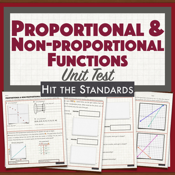 Preview of Proportional & Non-proportional Functions UNIT TEST QUIZ REVIEW