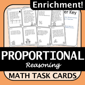 Preview of BC Math 8 Proportional Reasoning Enrichment Task Cards | Versatile, Engaging!