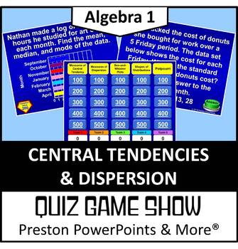 Preview of (Alg 1) Quiz Show Game Central Tendencies and Dispersion in a PowerPoint