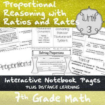 Preview of Proportional Reasoning w/ Ratios and Rates Unit 3 - 7th Grade - Notes + Distance