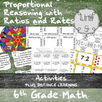 Preview of Proportional Reasoning w/ Ratios and Rates Unit 5 - 6th Grade-Activites+Distance