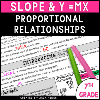 Preview of Finding Slope Guided Notes | Proportional Relationships Unit Rate 7th Grade