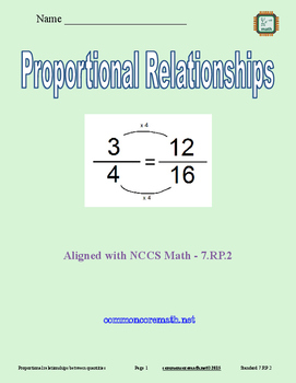 Preview of Proportional Relationships - 7.RP.2