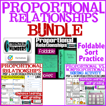 Preview of Proportional Relationships BUNDLE: notes, sorting activity, practice/quiz