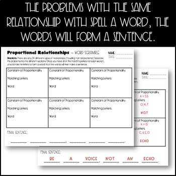 Proportional Relationships - Constant of Proportionality Word Scramble