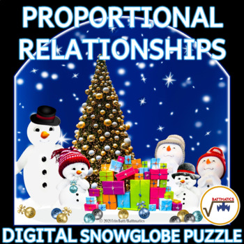 Preview of Proportional Relationships DIGITAL SNOW GLOBE PUZZLE + TASK CARDS (NO PREP)