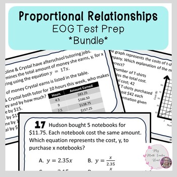 Preview of Proportional Relationships EOG Review *BUNDLE* | Grade 7 Math | Test Prep