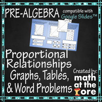 Preview of Proportional Relationships - Graphs, Tables, & Word Problems for Google Slides™
