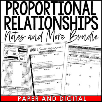 Preview of Proportional Relationships Guided Notes Homework Warm Ups Exit Tickets