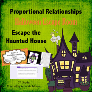 Preview of Proportional Relationships Halloween Fall Math Escape Room All Digital Grade 7