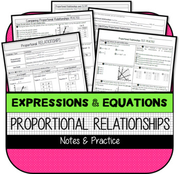Preview of Proportional Relationships (for 8th Grade) NOTES & Practice