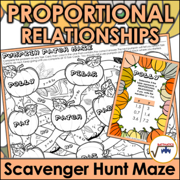 Preview of Proportional Relationships PRINTABLE SCAVENGER HUNT MAZE (Pumpkin Patch)