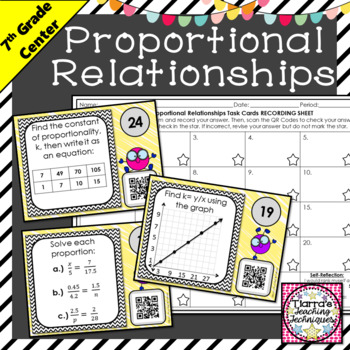 Preview of Proportional Relationships QR Code Task Cards
