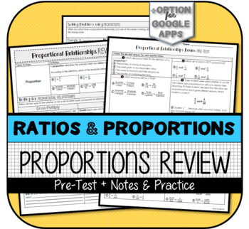 Preview of Proportional Relationships REVIEW (Pre-Test & Review Notes)