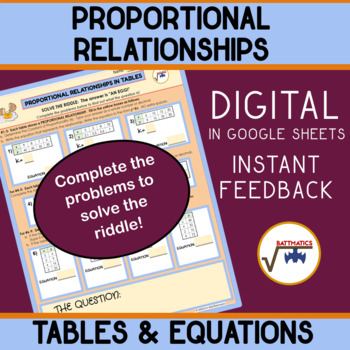 Preview of Proportional Relationships: Tables & Equations | DIGITAL | DISTANCE LEARNING