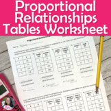 Proportional Relationships Tables Worksheet