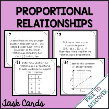 Preview of Proportional Relationships Task Cards Activity