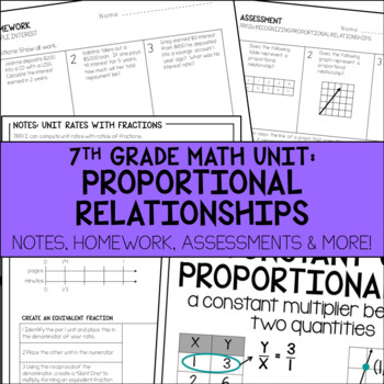 Preview of Proportional Relationships Unit Resources | 7th Grade Math