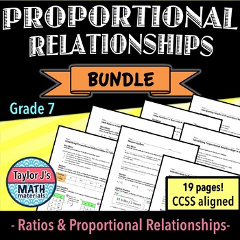 Preview of Proportional Relationships Worksheet Bundle