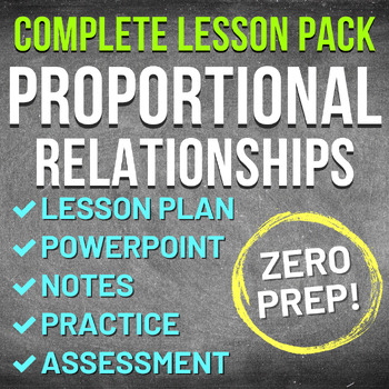 Preview of Proportional Relationships Worksheet Complete Lesson (NO PREP, KEYS, SUB PLAN)