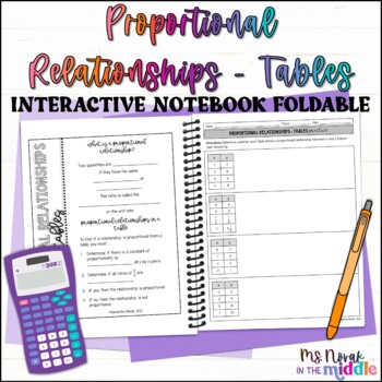 Preview of Proportional Tables Interactive Notebook Foldable and Practice Worksheet