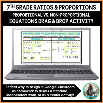 Preview of Proportional Vs. Non-Proportional Equations Drag & Drop Activity (Google Slides)