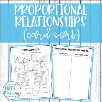 Preview of Proportional Relationships Proportional or Not? Card Sort Activity