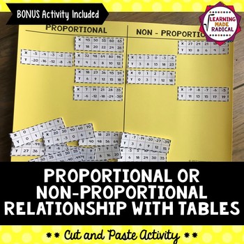 Proportional or Non-Proportional Relationship (Tables) Cut and Paste Activity