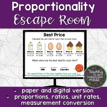 Preview of Proportionality Escape Room--Paper and Digital Option