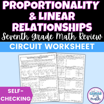Preview of Proportionality Linear Relationships Worksheet Self Checking Activity 7th Math