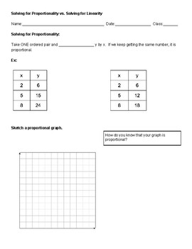 Preview of Proportionality vs. Linearity Notes