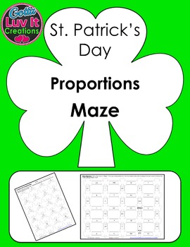 Preview of Solving Proportions Math Maze St. Patrick's Day Math Activity