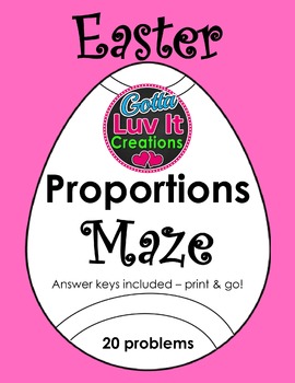 Preview of Easter Math Spring Math Solving Proportions Holiday Math Maze