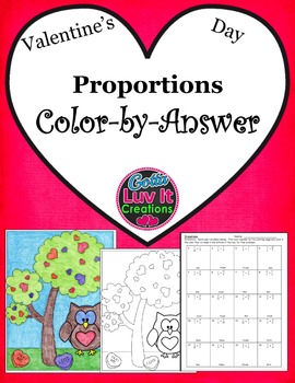 Preview of Valentine's Day Math Solving Proportions Color by Number Holiday Activity