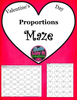 Preview of Valentine's Day Math Solving Proportions Holiday Math Maze