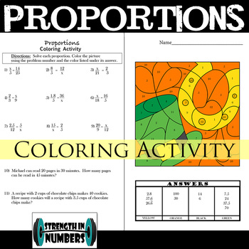 Preview of Proportions Interactive Notebook St. Patrick's Day Coloring Activity