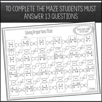 Proportions Maze Beginner By Amazing Mathematics Tpt
