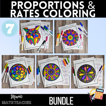 Preview of Proportions & Rates Bundle - Color by Number