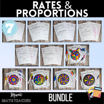Preview of Proportions & Rates Bundle - Lesson & Color By Number